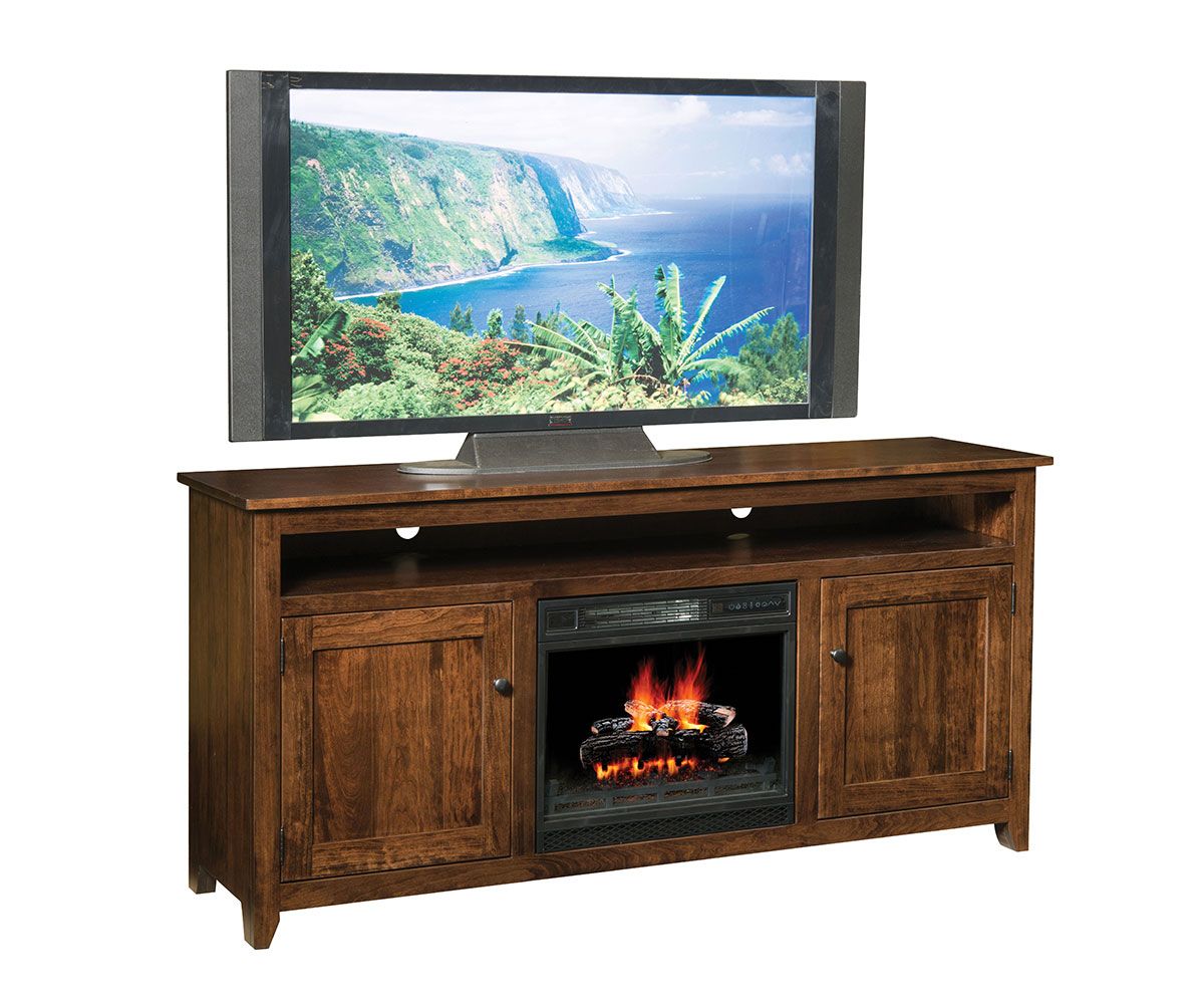 Modern Mission TV Stand With Fireplace – 70"W