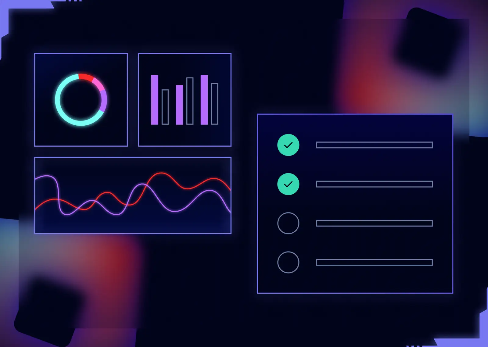 Illustration of graphs and check boxes