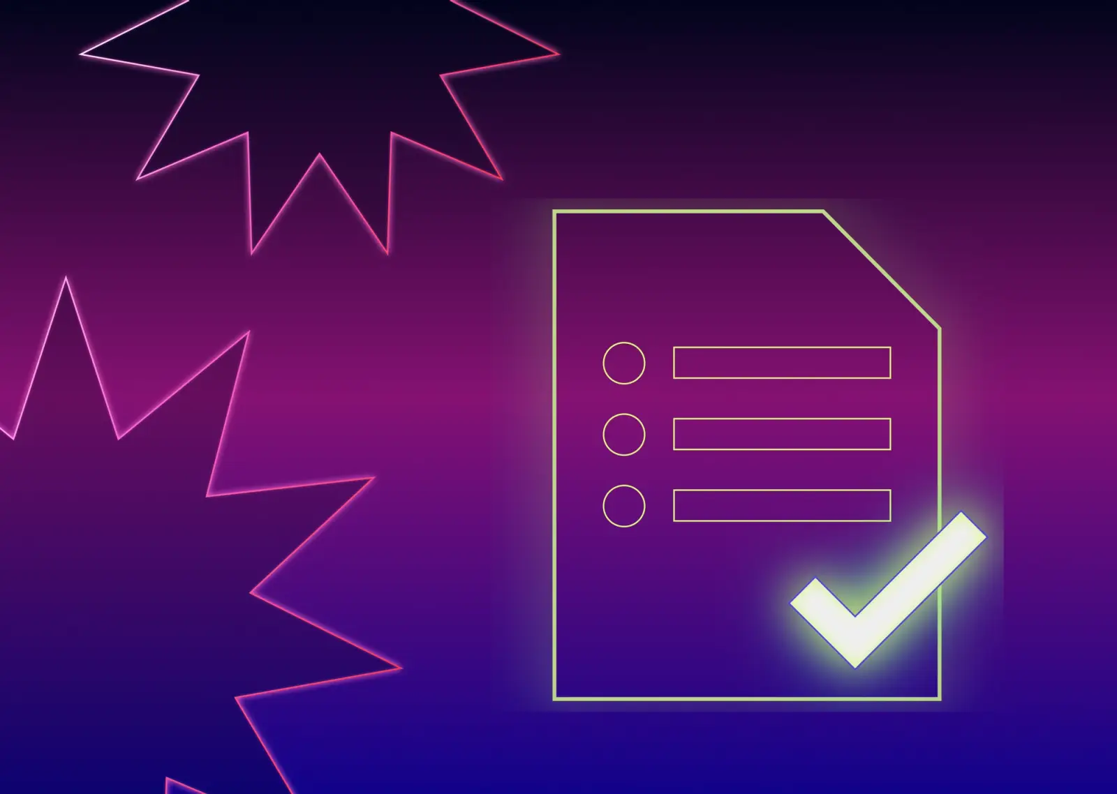Illustration of a document with a glowing green checkmark