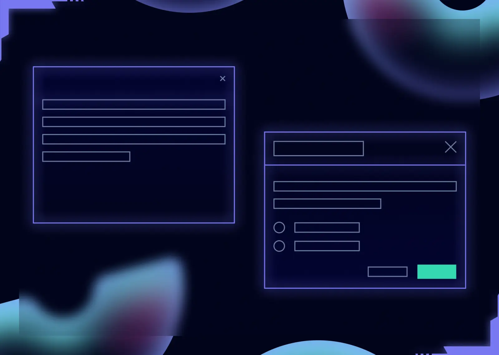 simplified illustration of two browser windows