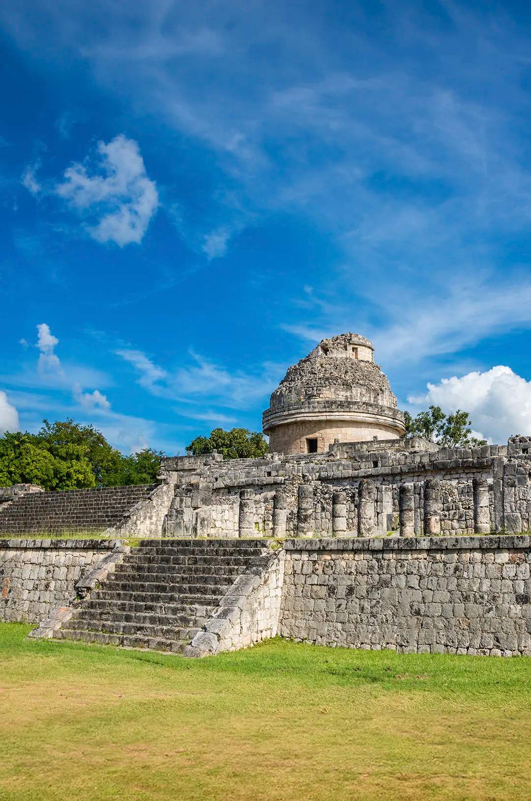 El Caracol, una ruina maya en Chichen Itzá, conocida por su estructura circular de observatorio.