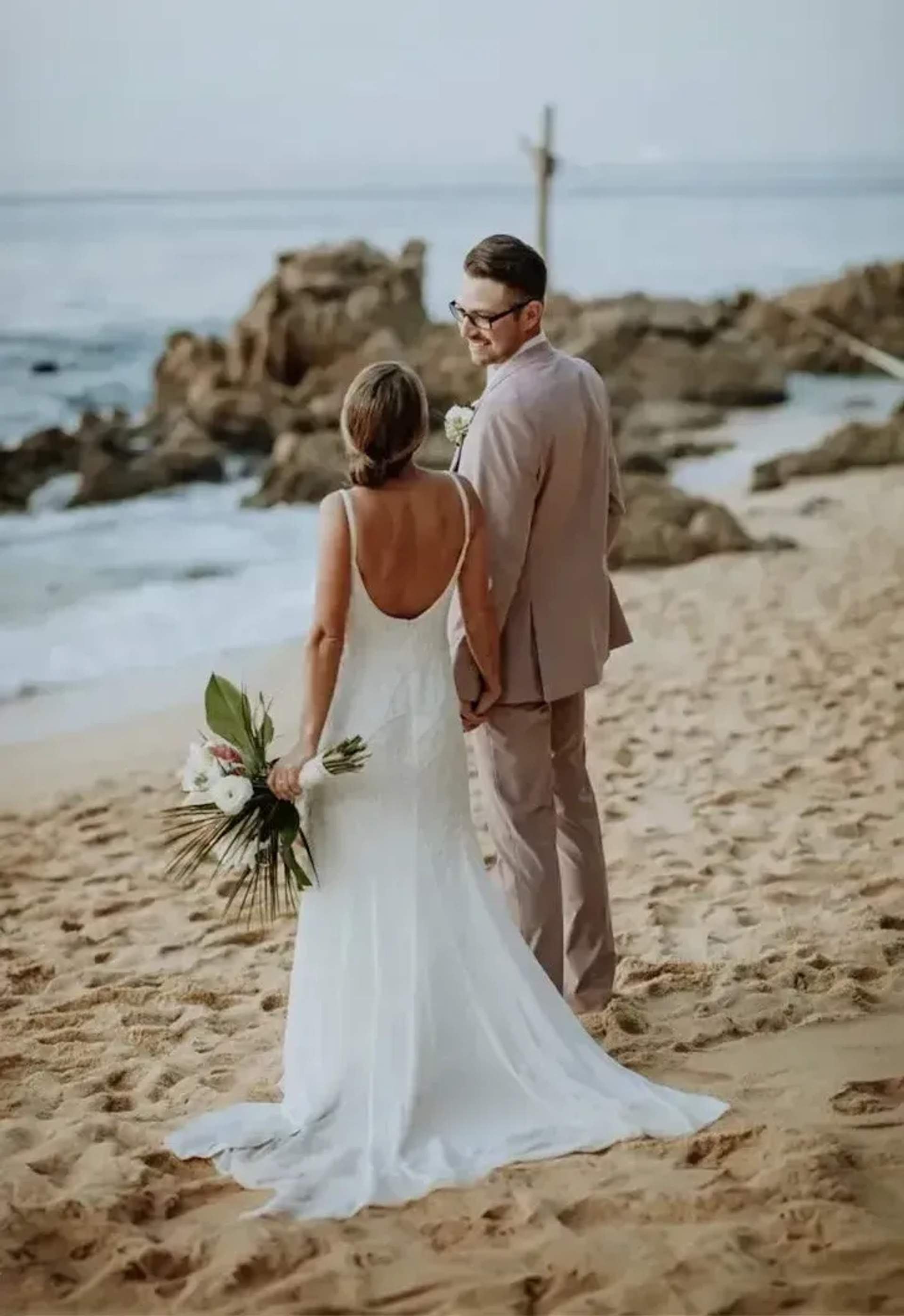 Couple after their Cancun wedding at Punta Venado beach wedding venue.