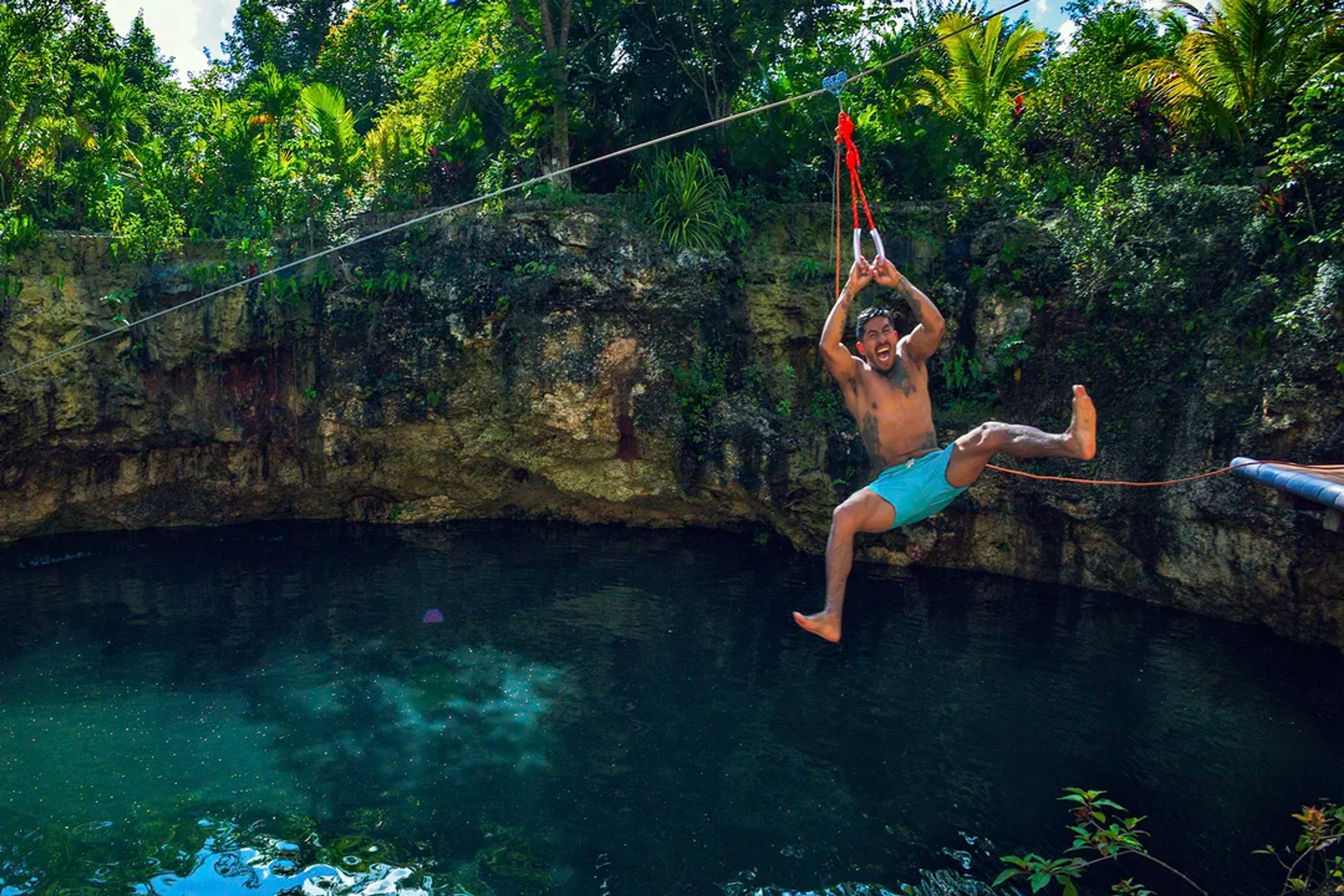 Feel the thrill as you zipline into a jungle cenote—Tulum adventure at its wildest and most fun!