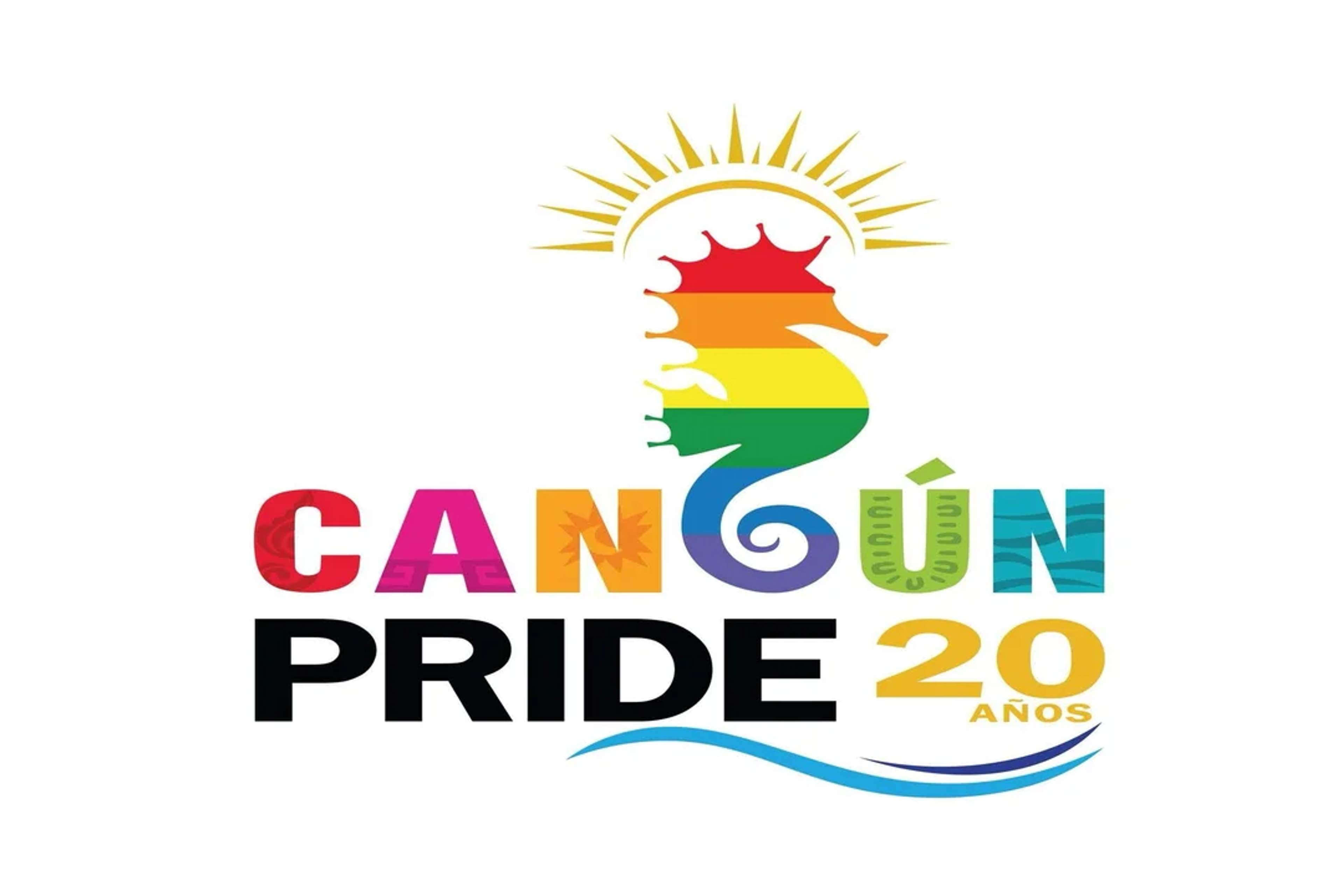 Logotipo oficial de Cancún Pride 2025 celebrando 20 años de diversidad e inclusión.