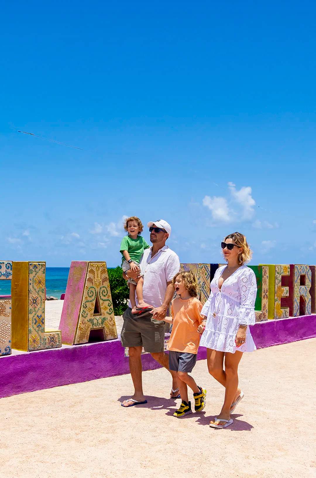 Family on an Isla Mujeres walking tour.