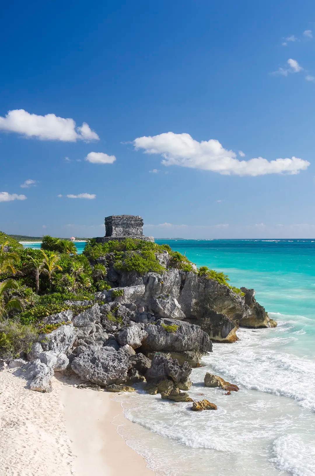 View of the main temple of Tulum Ruins
