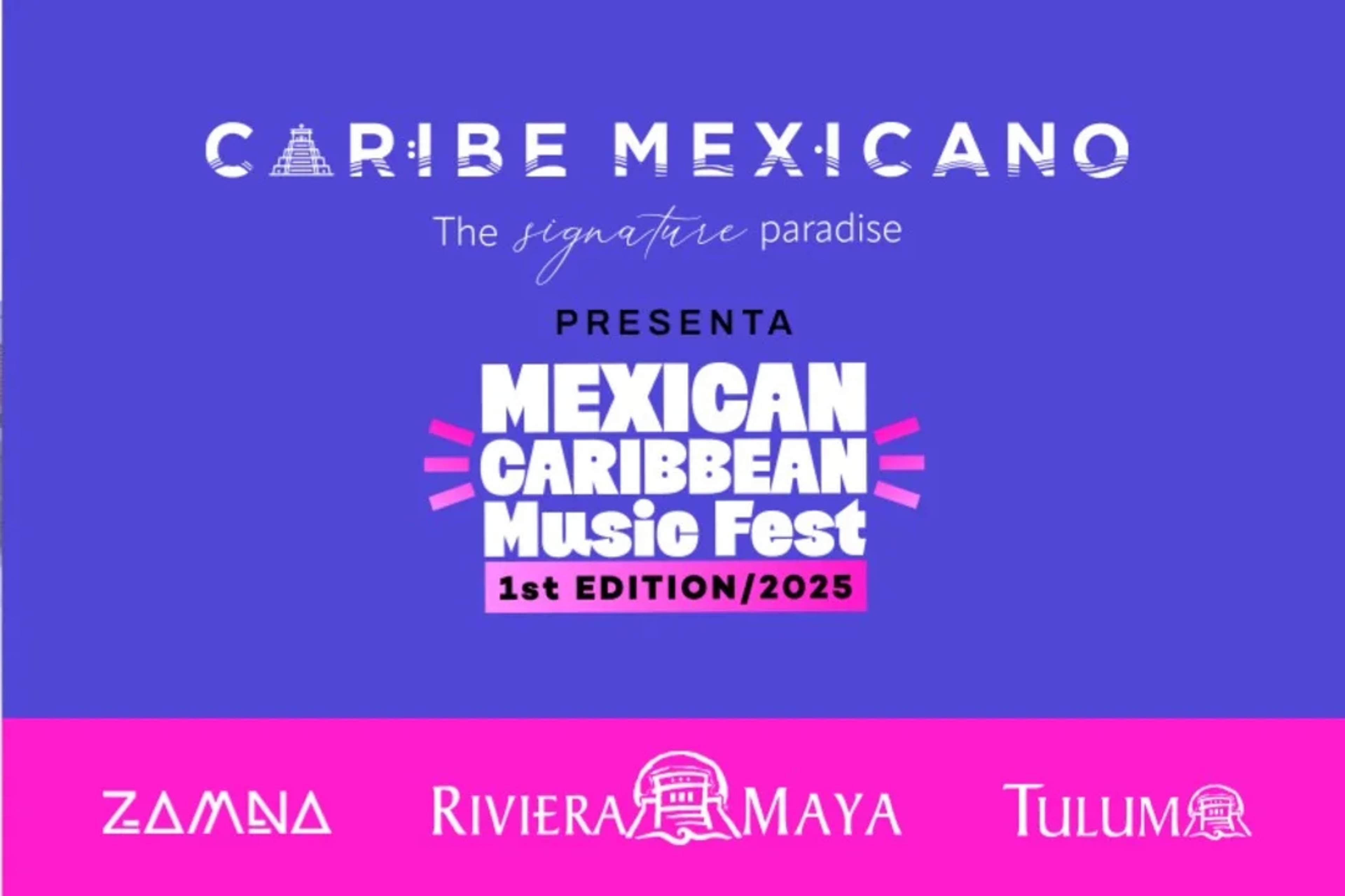 Cartel oficial del Mexican Caribbean Music Fest 2025 en Zamná, Tulum, Riviera Maya.