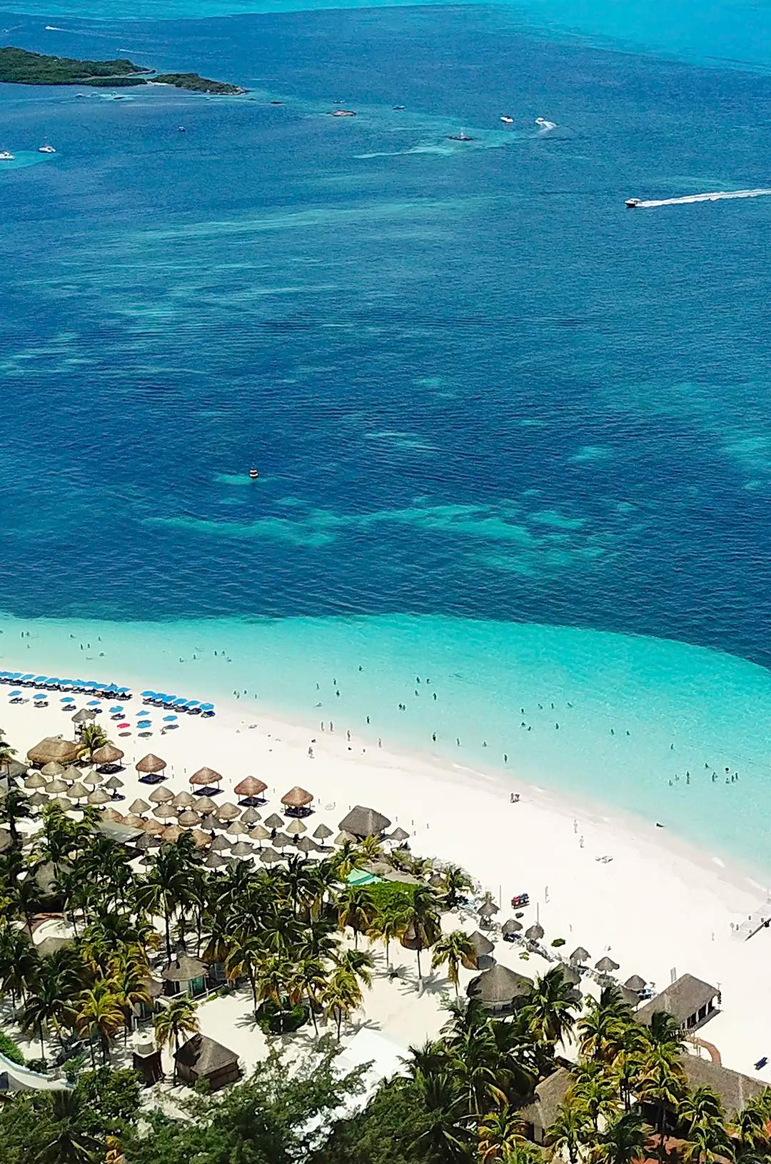 Aerial view of Isla Mujeres Mexico.