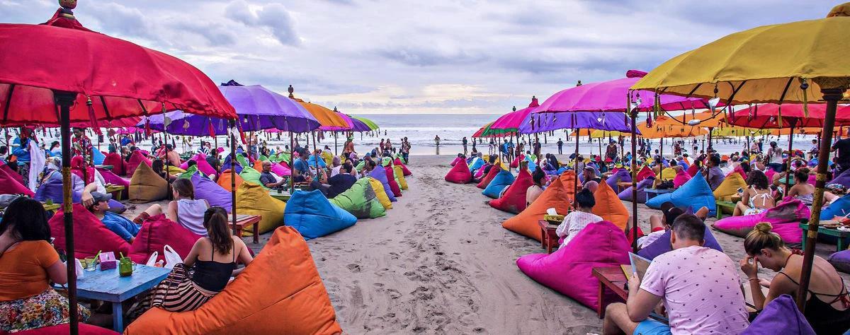 the beach clubs at Seminyak beach