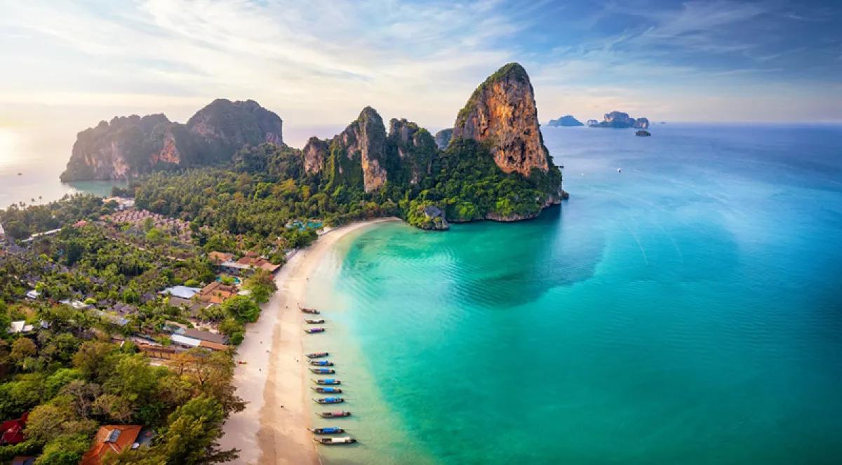 the aerial view of Railay beach