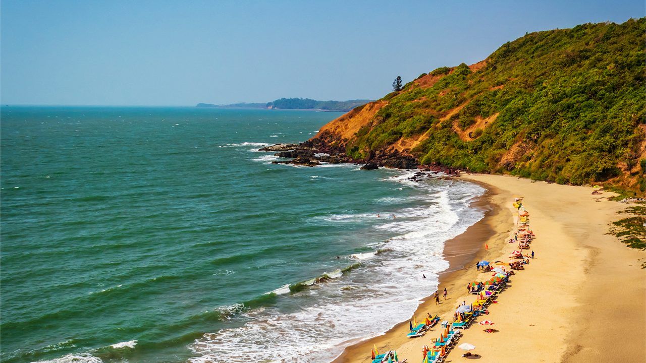 the vagator beach viewed from a height