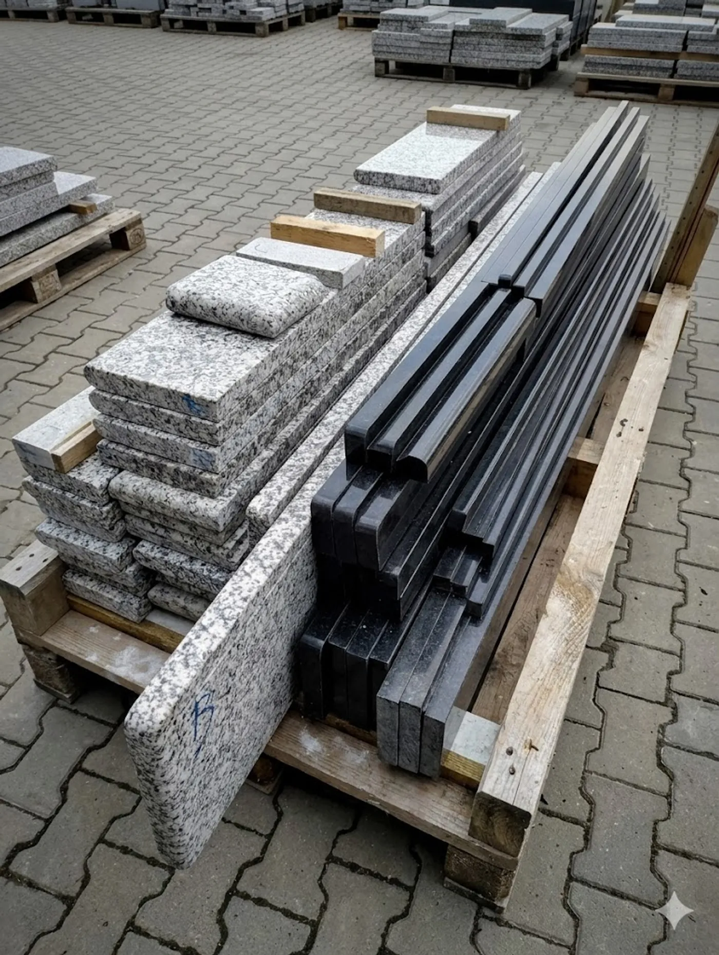 Piaskowany granitowy parapet z matowym wzorem i satynowym wykończeniem