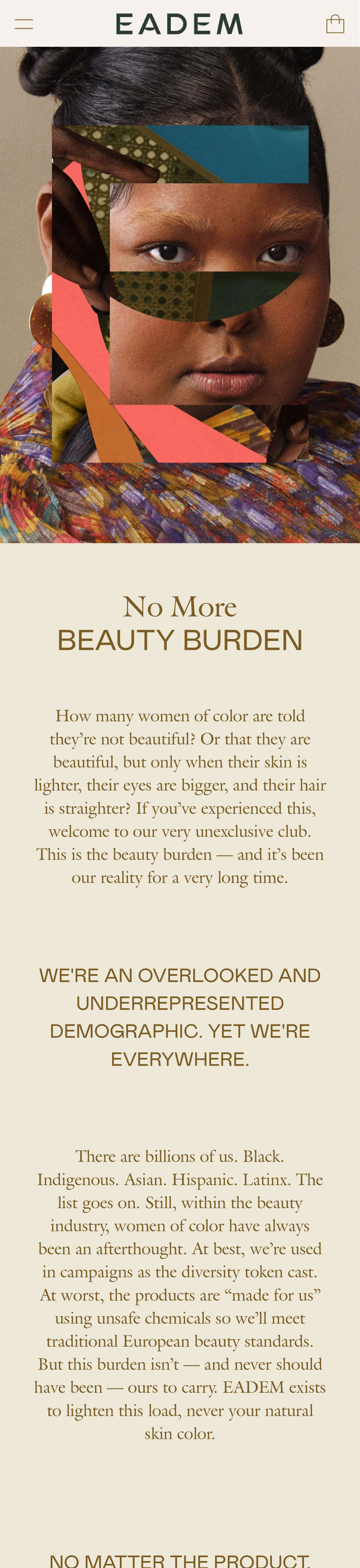 Eadem beauty burden page mobile layout preview