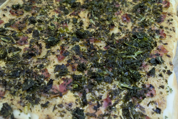 Card background for Flammkuchen mit Grünkohl