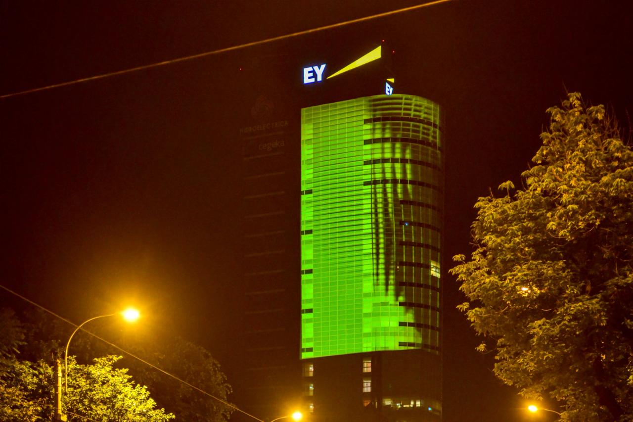 EY Romania — 25th Anniversary Tower Mapping