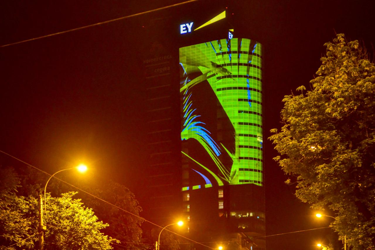 EY Romania — 25th Anniversary Tower Mapping