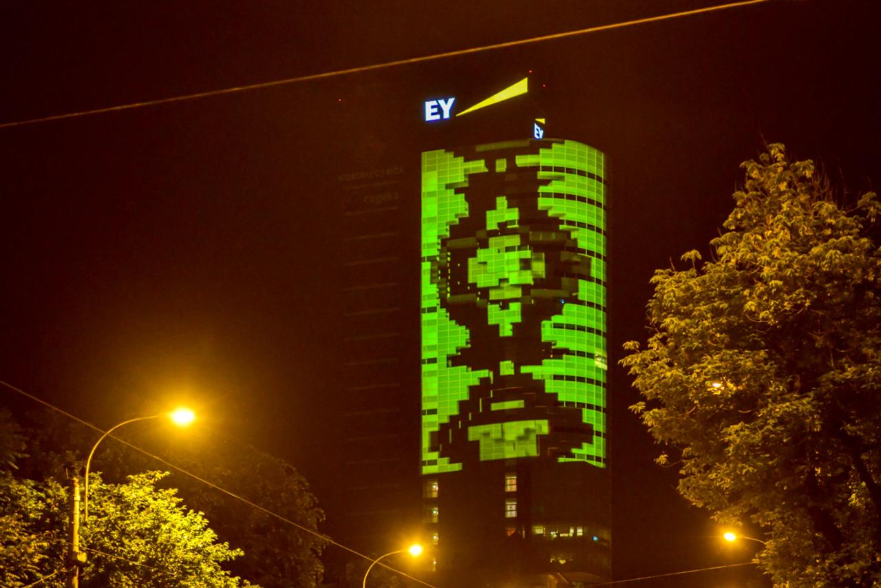 EY Romania — 25th Anniversary Tower Mapping