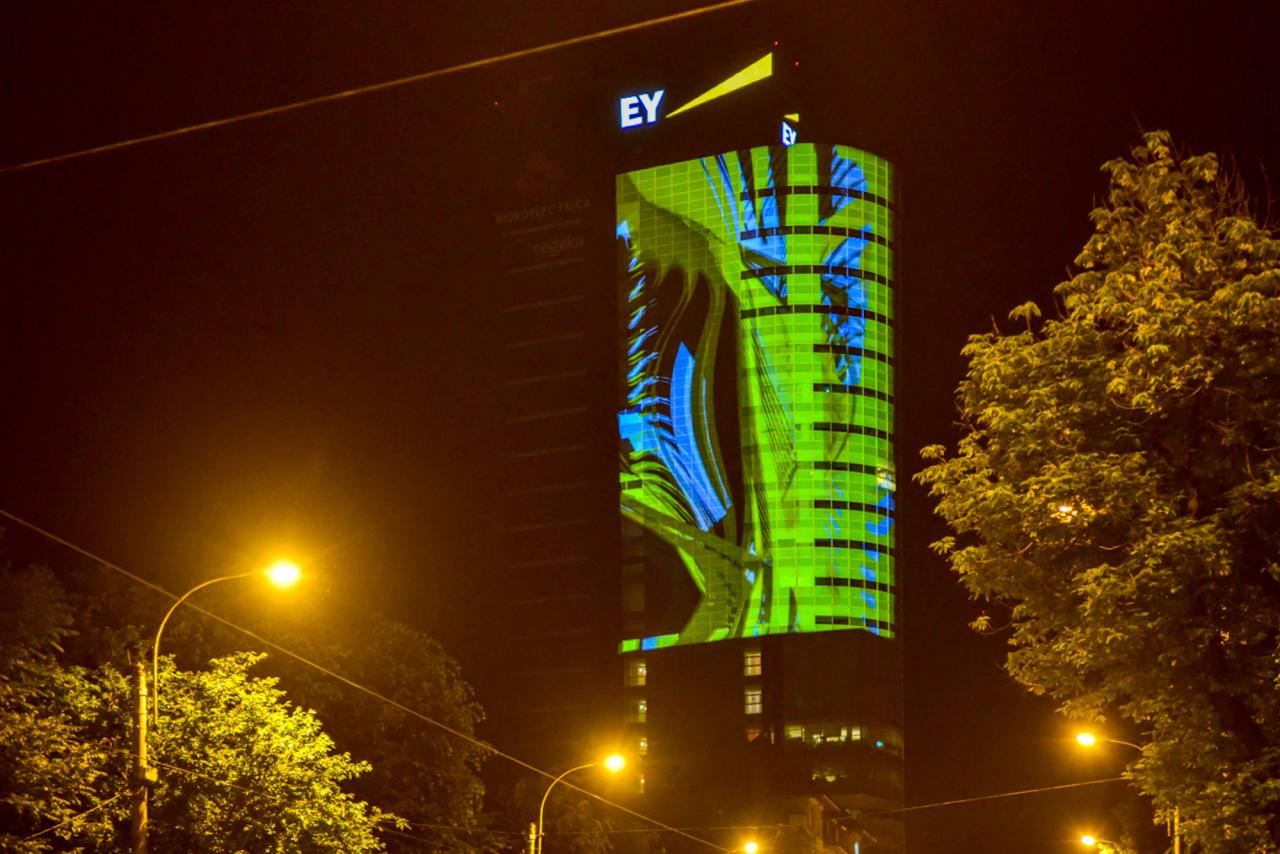 EY Romania — 25th Anniversary Tower Mapping