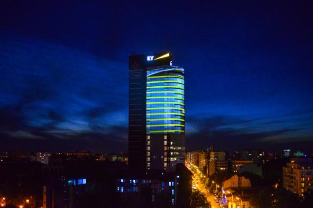 EY Romania — 25th Anniversary Tower Mapping