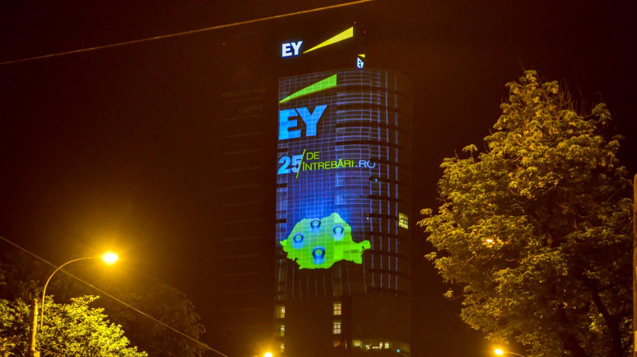 EY Romania — 25th Anniversary Tower Mapping