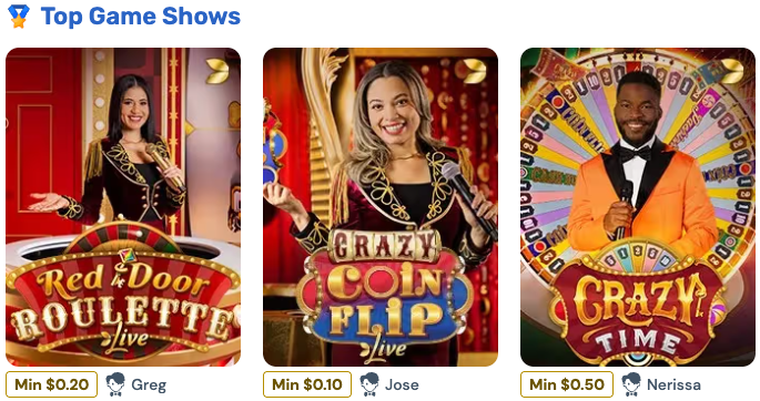 BetRivers Casino live dealer and game show titles