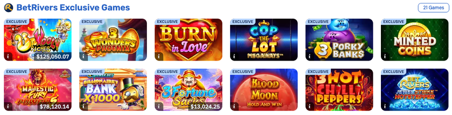 BetRivers Casino exclusive games