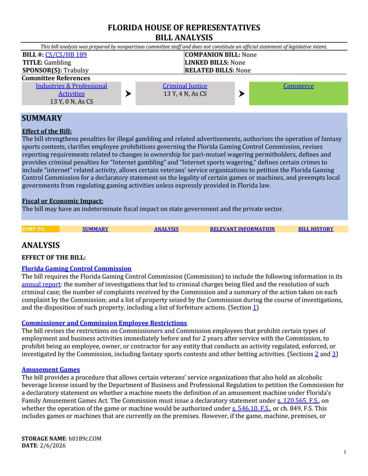 HB 189 House preview