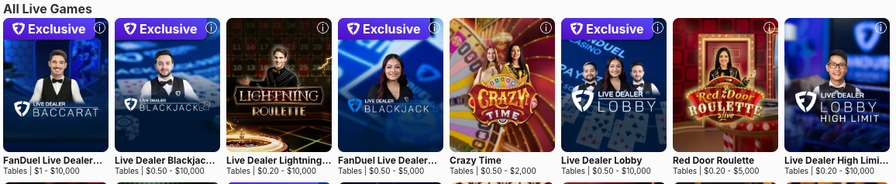FanDuel Casino live dealer games