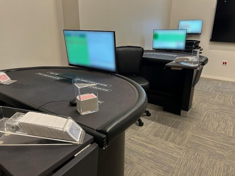 The training room features the same tech as in the live studio, but without the decor or the cameras.