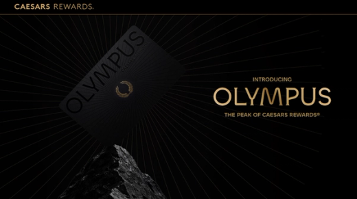 Black Caesars Rewards Olympus card on a mountain peak with text: Introducing Olympus, the peak of