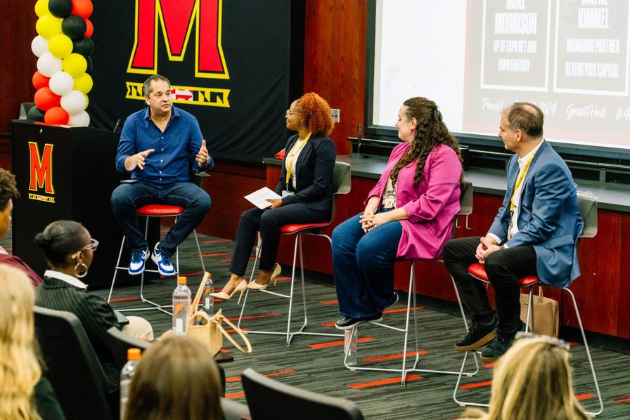 Kimmel moderating a panel at the 2024 Maryland Sports Business Conference