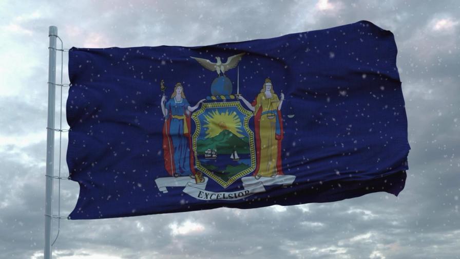 new york flag winter