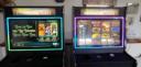 s go with: "Two Pennsylvania Skill electronic gaming machines side-by-side, displaying colorful slot-