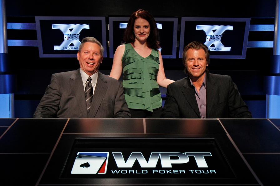 Welman with longtime WPT hosts Mike Sexton and Vince Van Patten
