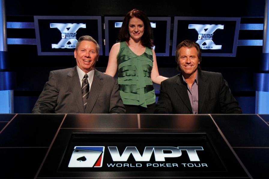 Welman with longtime WPT hosts Mike Sexton and Vince Van Patten
