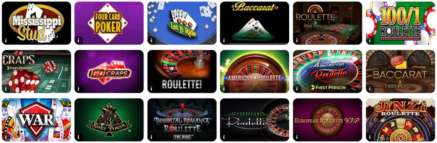 BetRivers Casino table games
