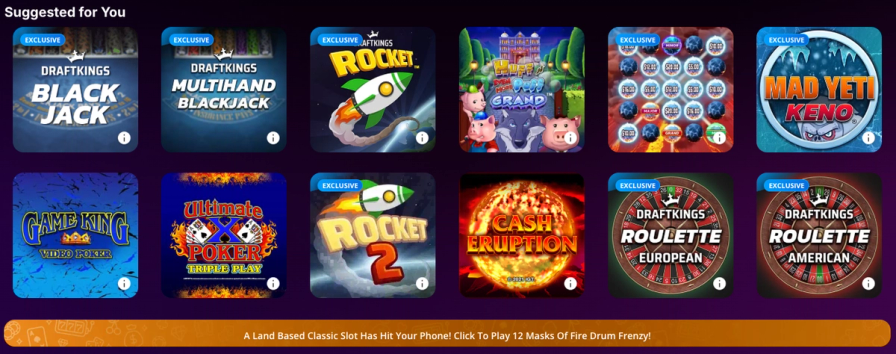 DraftKings Casino game titles
