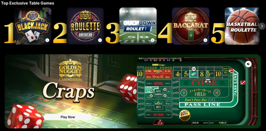 Golden Nugget Casino table games screenshot