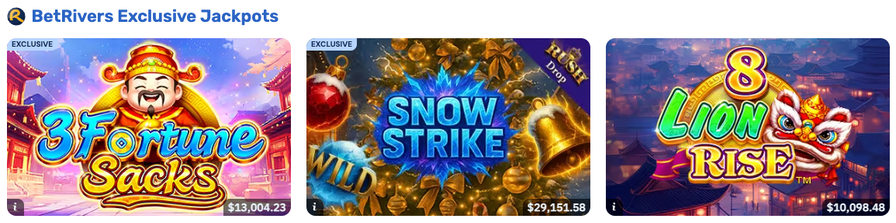 BetRivers Casino exclusive jackpot slot titles