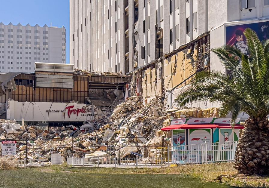 The Tropicana site in 2024, shortly before its implosion