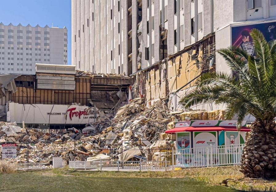 The Tropicana site in 2024, shortly before its implosion