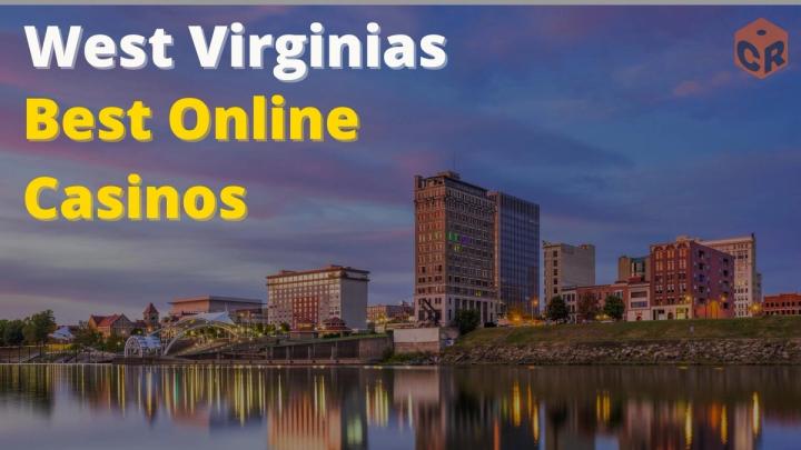 Skyline of Charleston, West Virginia at dusk with text overlay: West Virginias Best Online Casinos
