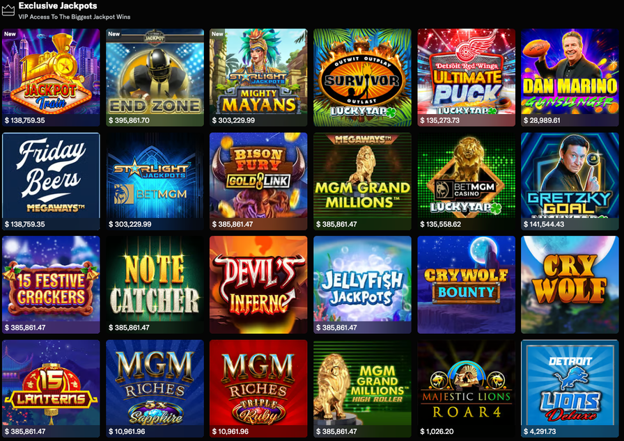 BetMGM Casino jackpot slot titles