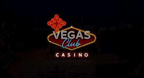A glowing retro neon sign for "Vegas Club Casino" against a dark background.