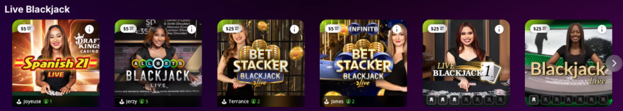 DraftKings Casino live dealer blackjack