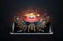 A 3D illustration of a blackjack table and chairs on a smartphone screen, representing online casino gaming.