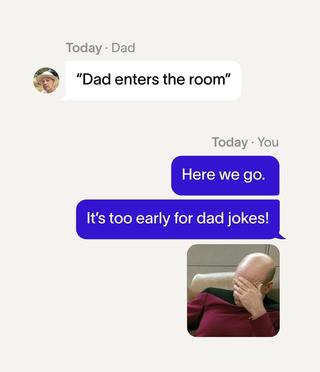 Eine Gruppenchat-Nachricht mit hin und her Witzen