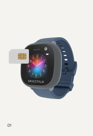 A smartphone UI displaying a SPACETALK "Membership" screen with account details, service management options, and SIM plan information.