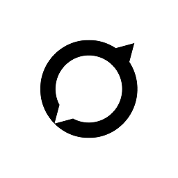 a black and white icon of a circle with a speech bubble inside of it .