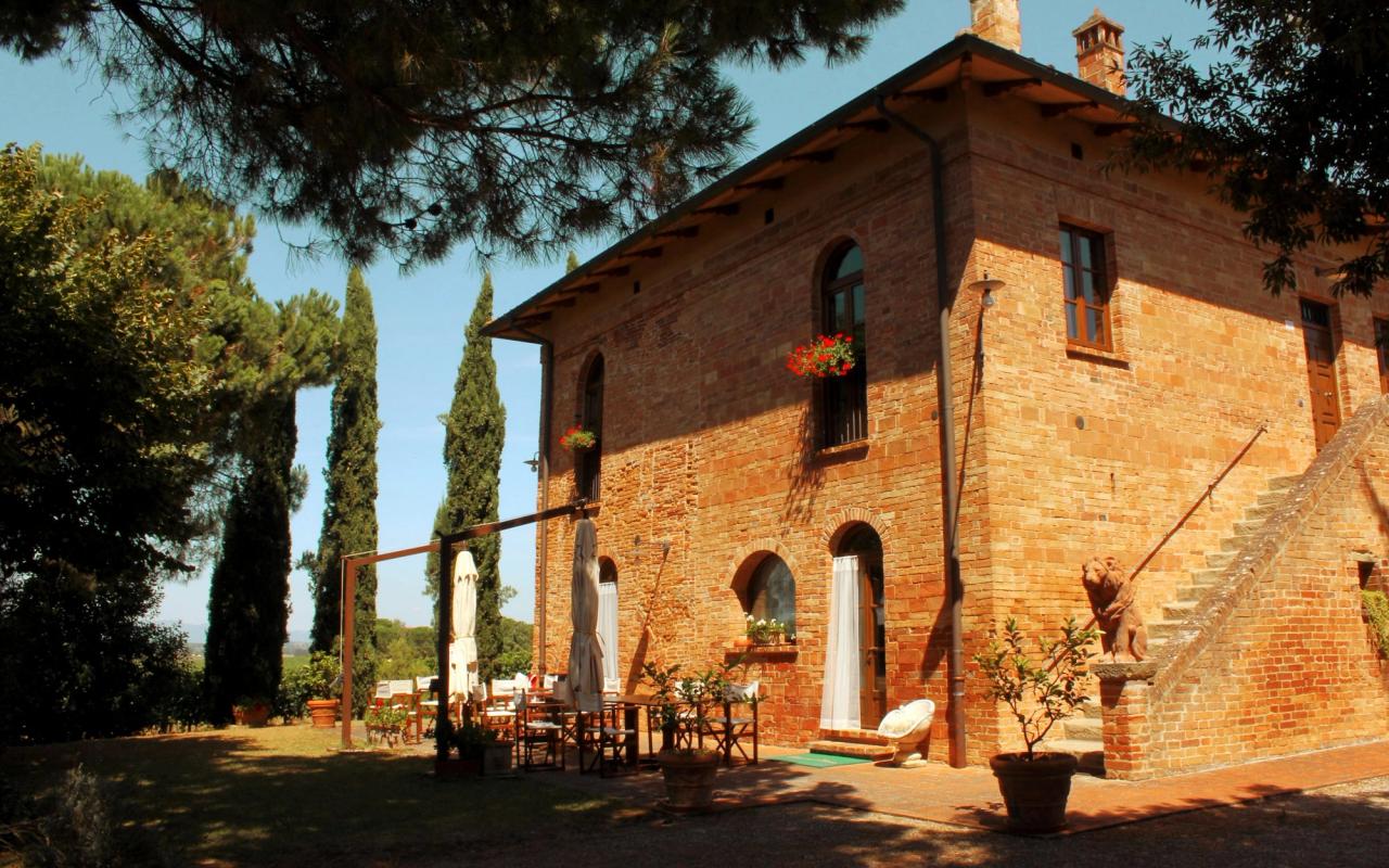 La corte interna con salotti all'aperto e ulivo secolare